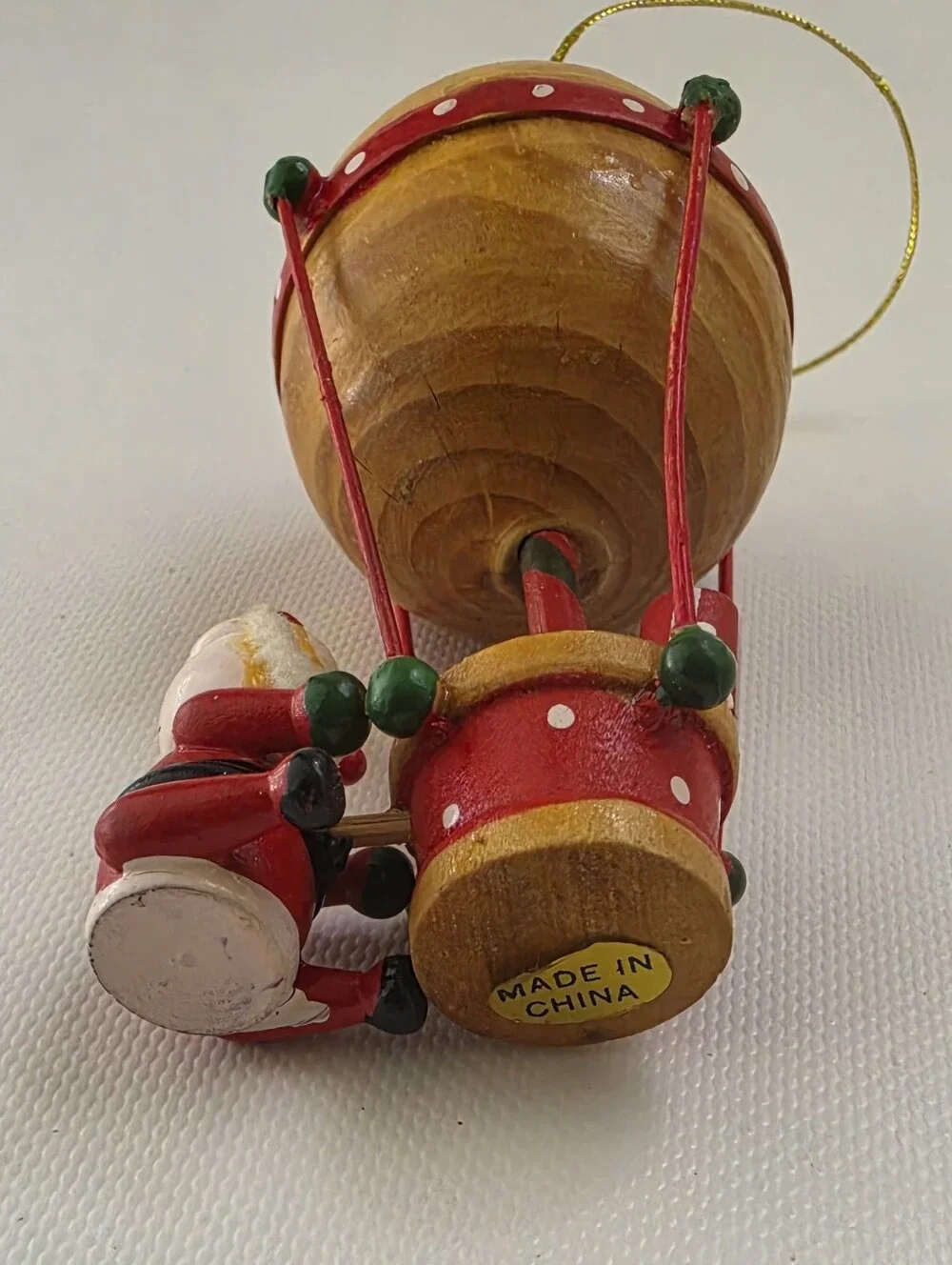 Vintage Style Santa Hot Air Balloon Christmas Ornament Folk Art Wood 4.5